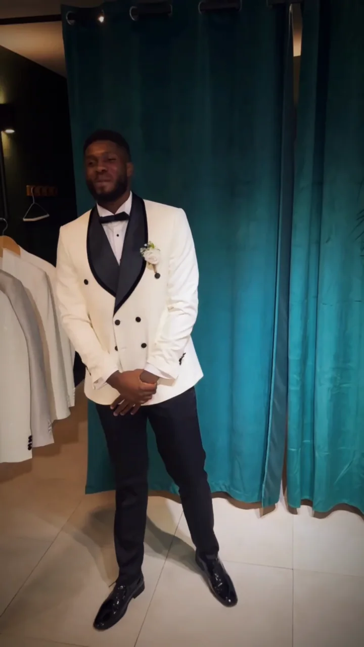 Ivory tuxedo with black detailing